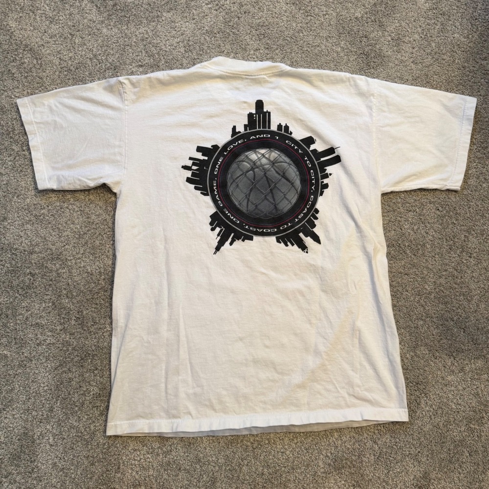 Vintage AND1 Basketball T-Shirt XL White Made in USA One Game One Love Graphic